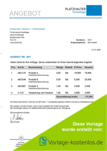kostenlose angebotsvorlage fuer kleinunternehmer