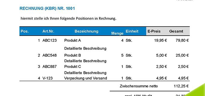 kostenlose rechnung ohne steuernummer