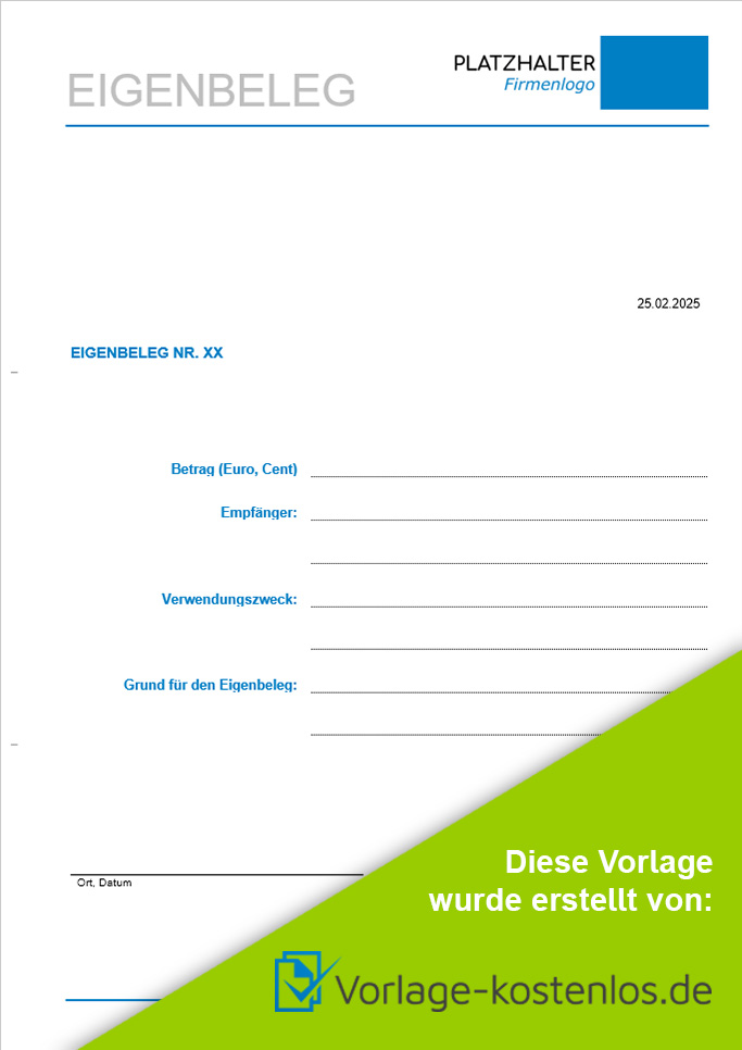 Eigenbeleg Muster-Beispiel & Vordruck zum Download von vorlage-kostenlos.de